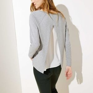 NWT Ann Taylor Loft Grey Split Back Tee Shirt Top